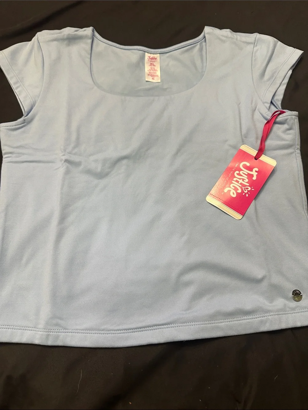 Justice Light Blue Scoop Neck Short Sleeve Top